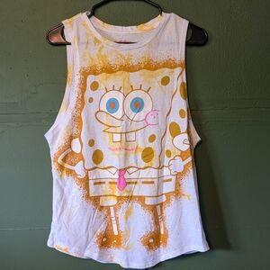Nickelodeon SpongeBob Tank Top White and Orange Tie-Dye